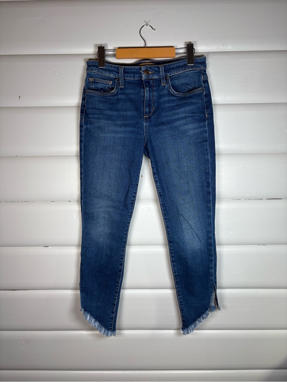 Joe’s Jeans The Icon Mid Rise Skinny Ankle Raw Hem Slit Jeans 28